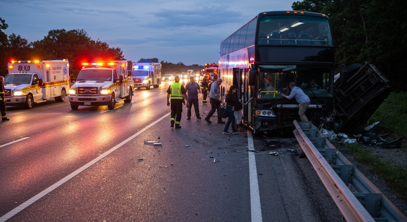 Bus Accident accident scene in Plainfield