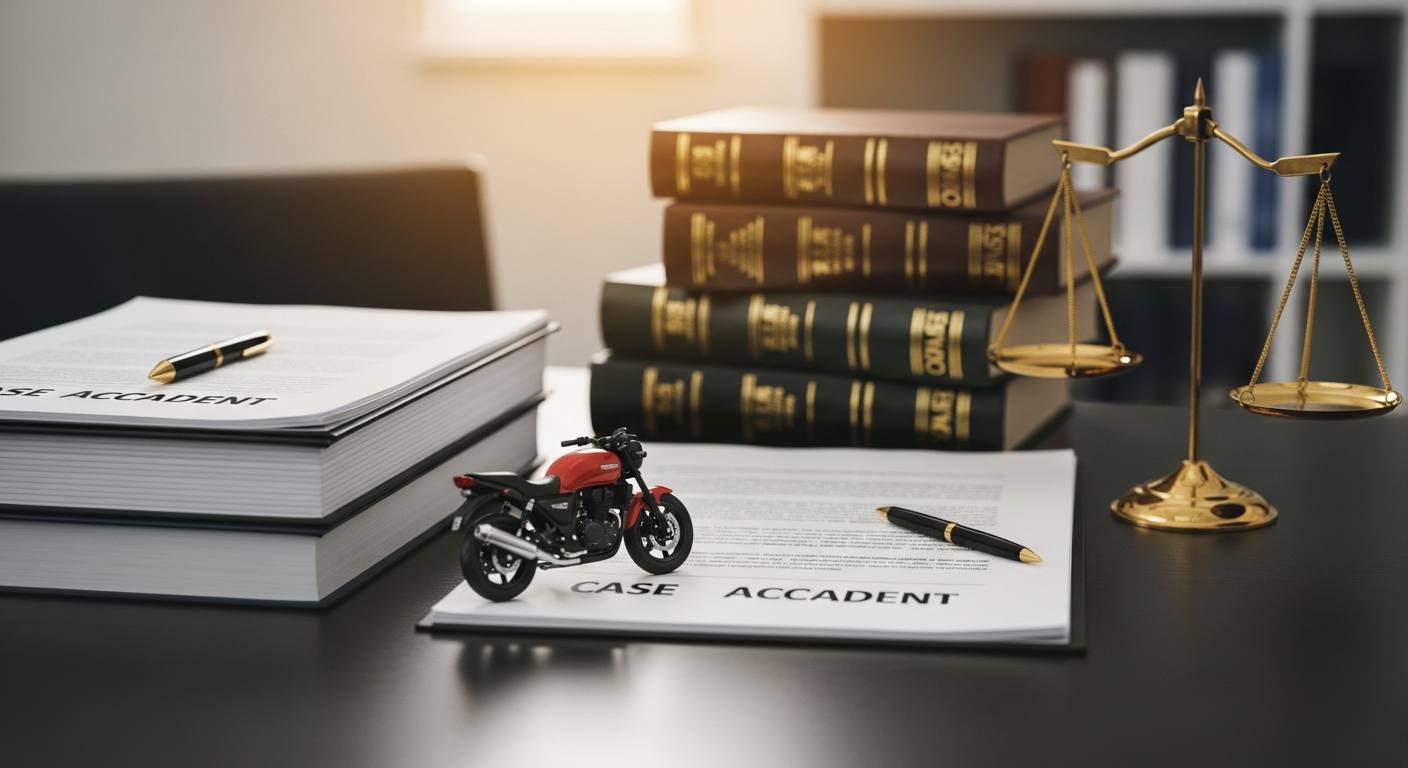Motorcycle accident attorney reviewing case